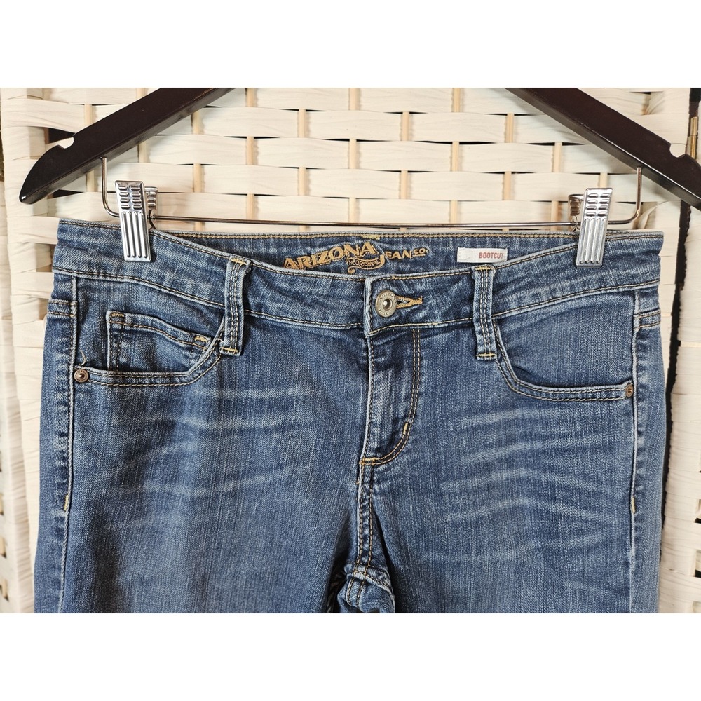 Arizona Bootcut Womens Sz 7 Long Blue Denim Cotton Stretch Raw Hem Western - Picture 2 of 12
